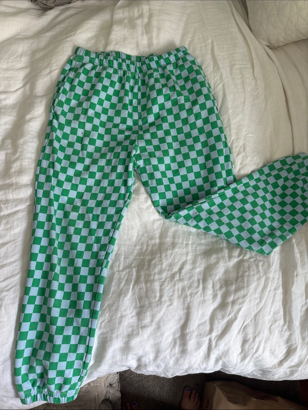 J.Crew Crewcuts Kids Green Checkerboard Jogger Pants